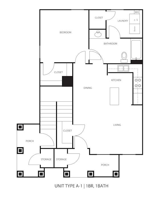 A black and white diagram of a house layout with labeled rooms.