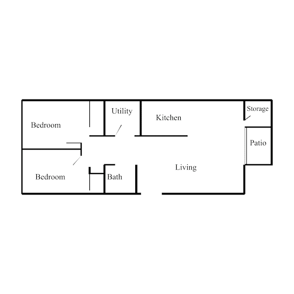 Floor Plan  2 bed 1 bath at Willow Grove Apartments , Clifton, Colorado