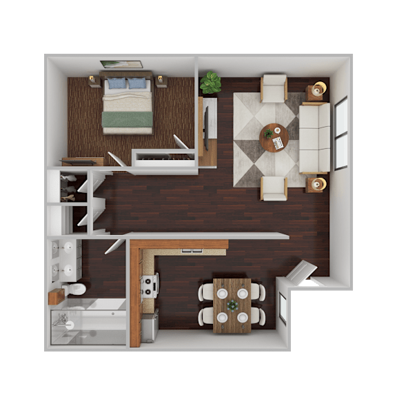 Floor Plan  1 Bedroom 1 bath Floor Plan A at Townview Plaza Apartments , Denver
