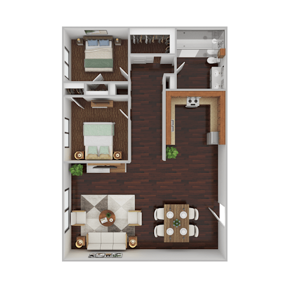 Floor Plan  1 Bedroom 1 bath Floor Plan B at Townview Plaza Apartments , Colorado
