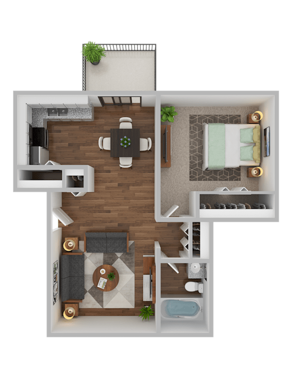 Floor Plan  1 bedroom 1 bath at Mountain Terrace Apartments , Westminster, 80031