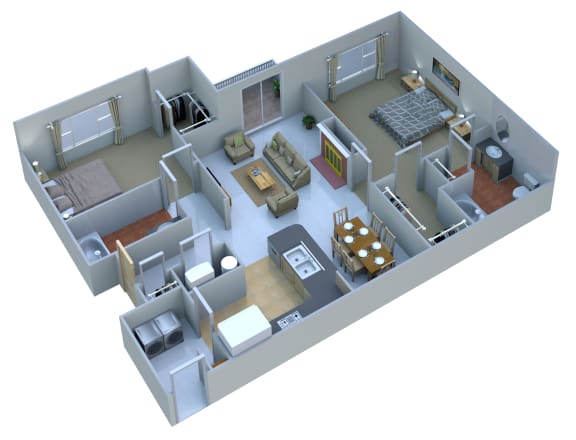 Floor Plan  2 Bedrooms 2 Baths at Remington Apartment Homes, Romeoville, 60446