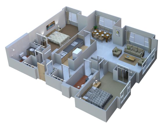 Floor Plan  Two Bedroom Two Bath