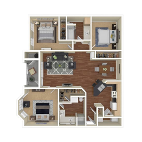 Floor Plan  C1 Floor Plan at Whitney at the Heights, Houston, TX, 77008