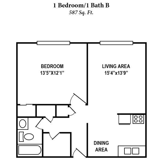 1 Bedroom 1 Bath B at Barkley Ridge Apartments, Kentucky