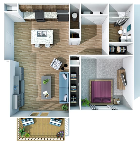 1Bed Crown Floor Plan at Hebron Station Apartments, Hebron, Kentucky