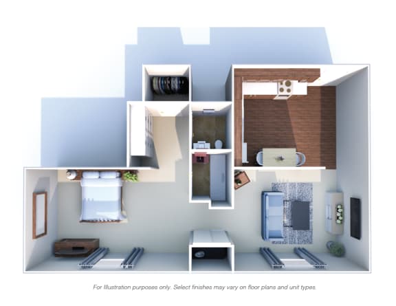 1 Bedroom 1 Bathroom Floor Plan at East Pointe Apartments, Ohio, 45245