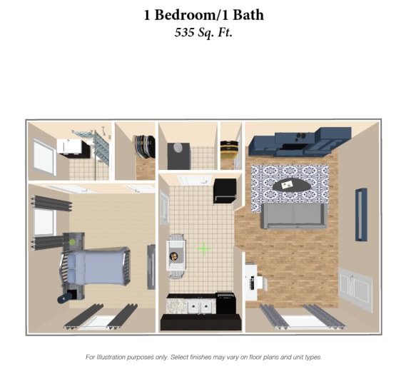 1 bed 1 bath floor plan A at Park Place, Kentucky, 40475