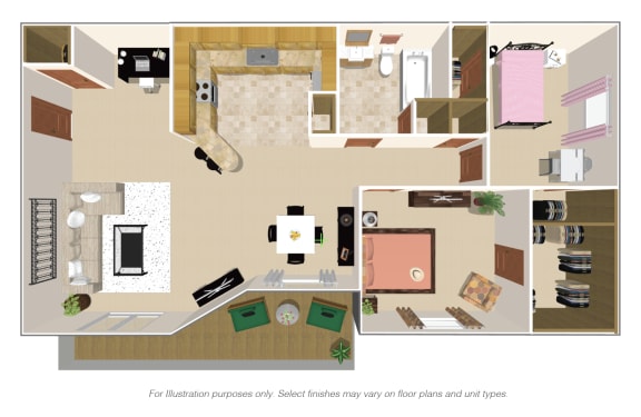 2 Bedroom 2 Bath Floor Plan at Colonial Village, Crescent Springs, 41017