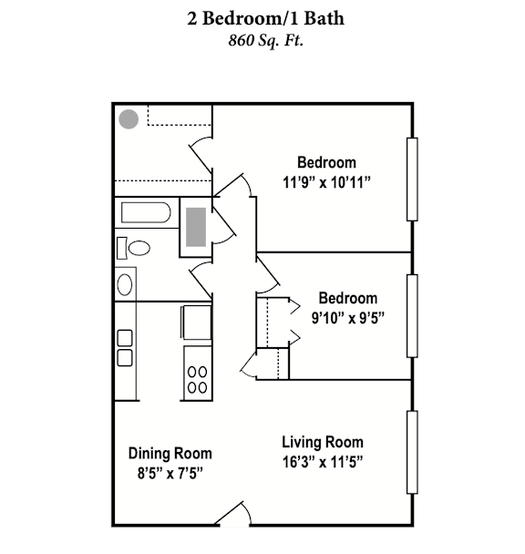 a floor plan of a house with a bedroom and a living room