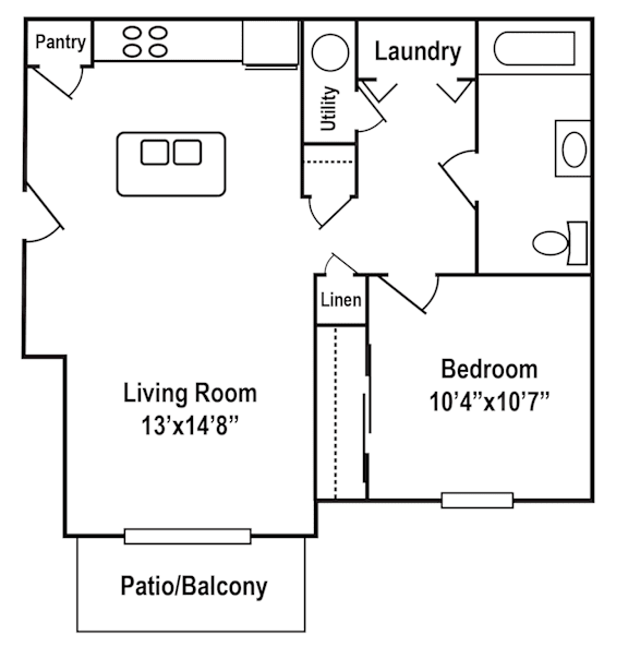 1Bd 1Bth Floor Plan at Hebron Station Apartments, Hebron, Kentucky
