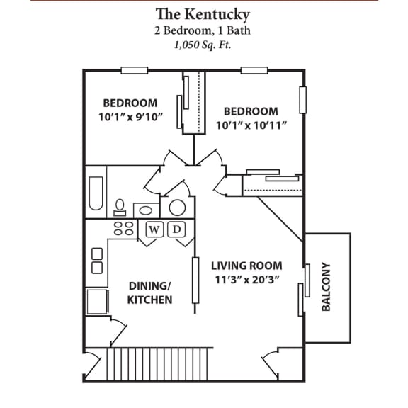 2 bed 1 bath E at 450 on Keeneland Apartments, Richmond, 40475