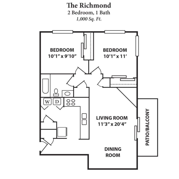 2 bed 1 bath C at 450 on Keeneland Apartments, Richmond