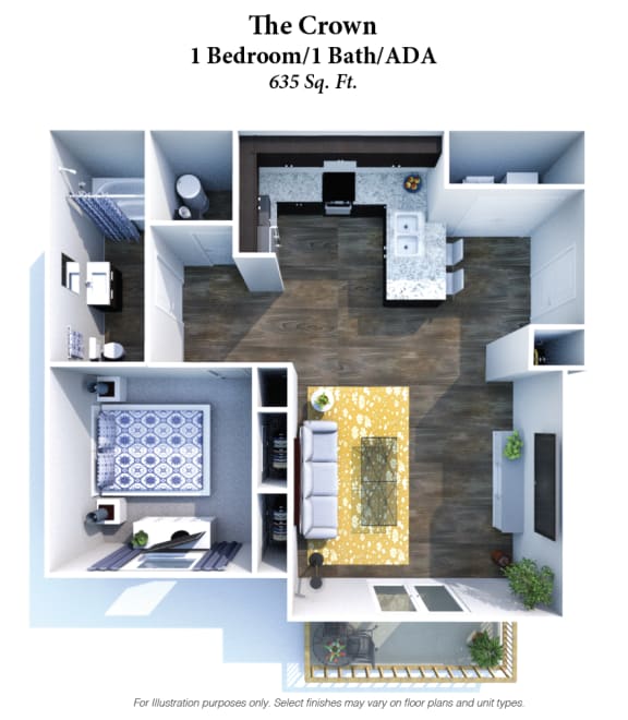 3D 1 Bedroom ADA