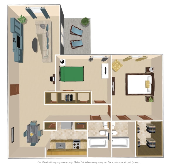 3 Bedroom Floor Plan at Crestbrook Apartments & Townhomes, Crescent Spring, KY