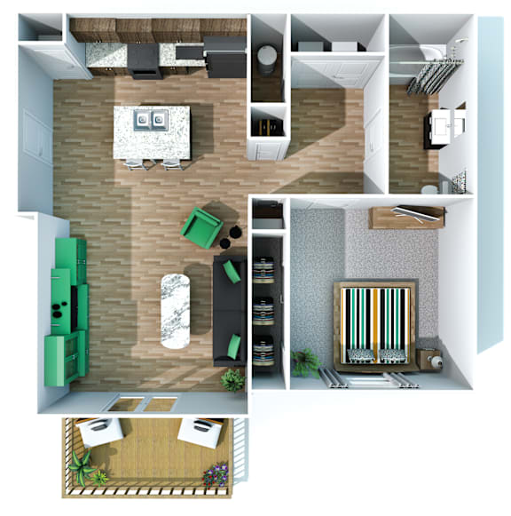 1B1B Floor Plan at Hebron Station Apartments, Hebron, 41048