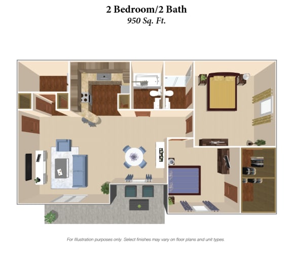 a floor plan of a 2 bedroom 2 bath apartment