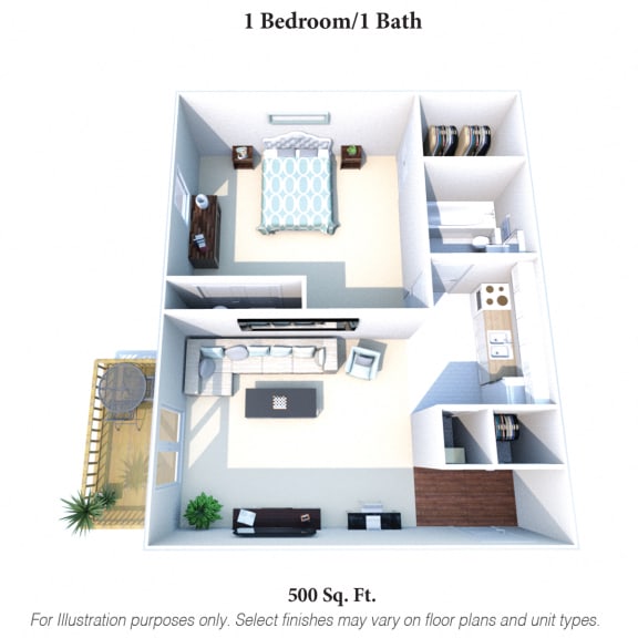 One Bedroom Floor Plan at Crown Crossing Apartments, Ohio, 45102