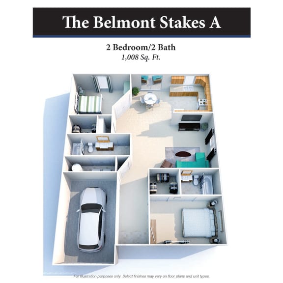 2 Bed 2 Bath Floor Plan at Hartland Place, Lexington, 40517