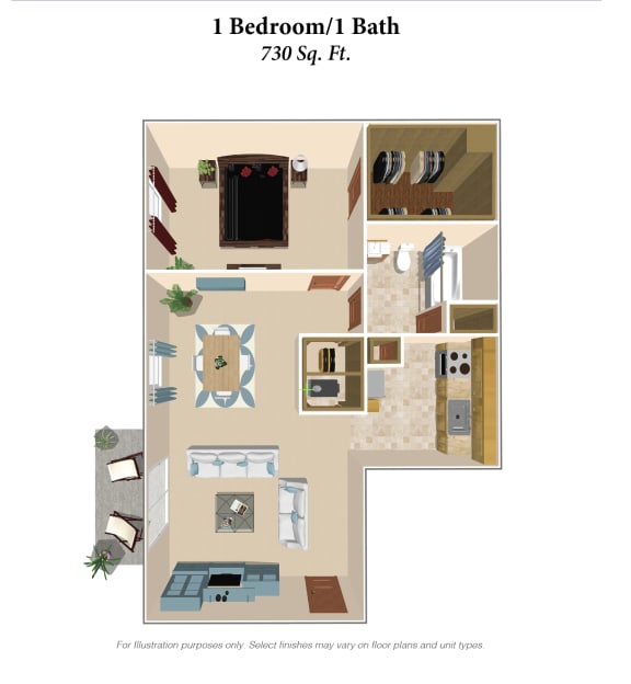 a floor plan for a bedroom 1 bath apartment