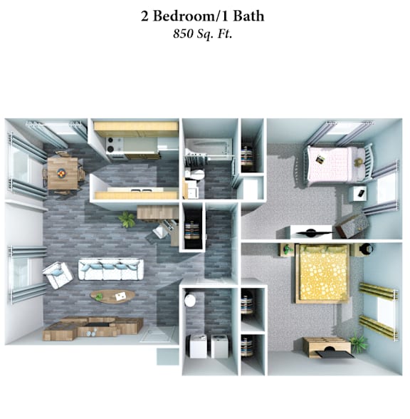 a bedroom floor plan with a bathroom and a living room