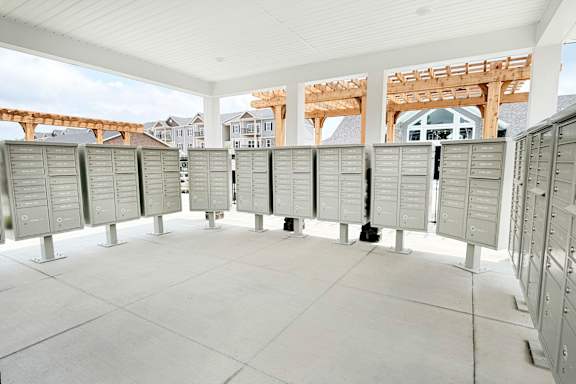 Covered mail center with cluster mailboxes at The Meridian on 32 Apartments, Ohio