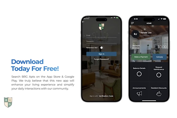 An advertisement for a free downloadable app featuring two smartphones displaying the app interface.