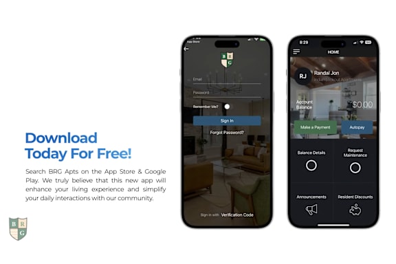 An advertisement for a free downloadable app featuring two smartphones displaying the app interface.