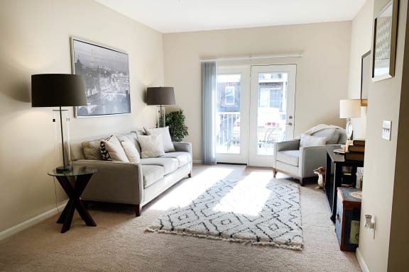 Model Living Room at The Residences at Liberty Crossing, Columbus