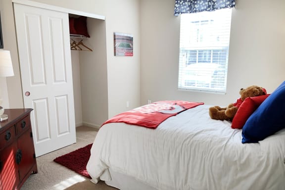 Bedroom With Closets at The Residences at Liberty Crossing, Columbus, OH