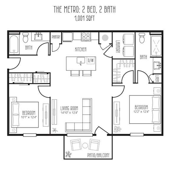 Metro Floor Plan at The Meridian on 32 Apartments, Batavia, OH