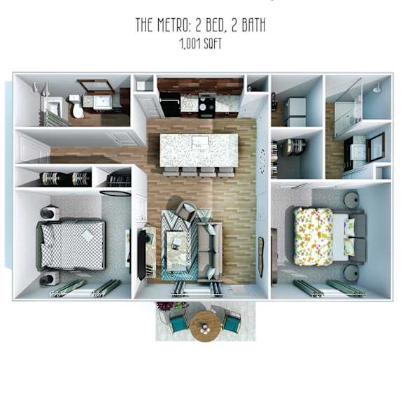 2Bed 2Bath Floor Plan at The Meridian on 32 Apartments, Batavia, OH, 45103