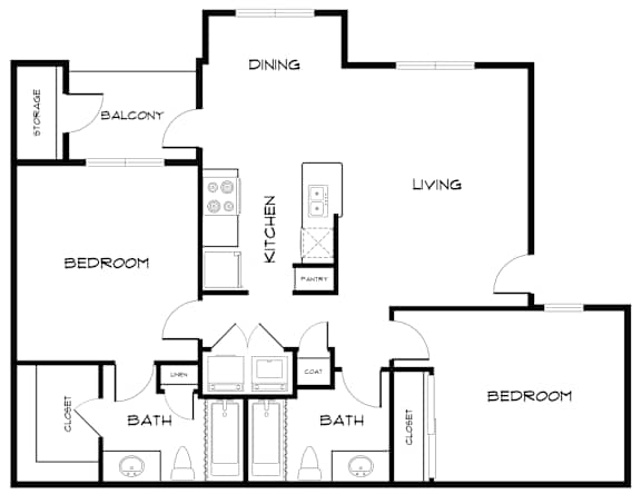 B1 Floor Plan at Villas at Bon Secour Apartments, Gulf Shores