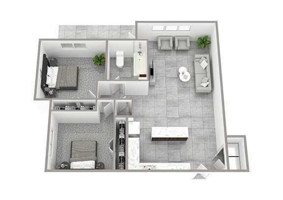 A black and white floor plan of a two-bedroom apartment.