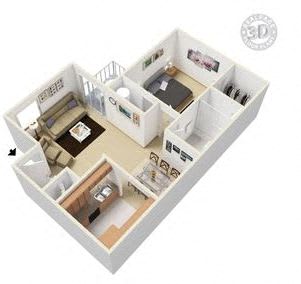 The Forest at Duck Creek 1 bedroom 1 bathroom floor plan