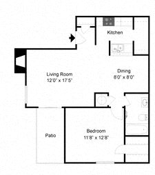 The Forest at Duck Creek 1 bedroom 1 bathroom floor plan