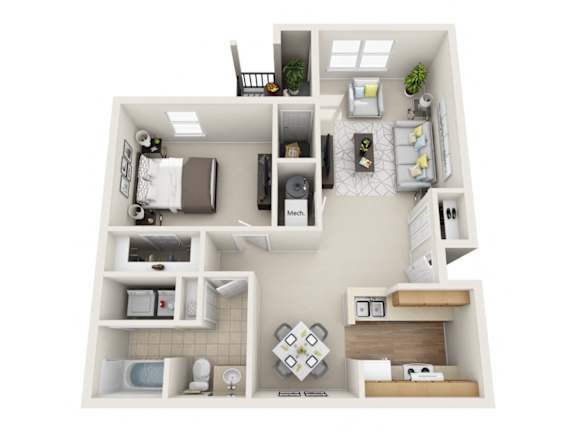 Clover Basin Village one bedroom floorplan