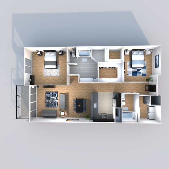 Austin apartment for rent staged floorplan