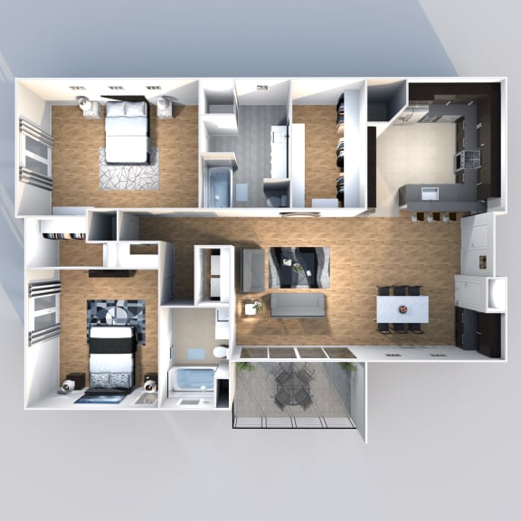 Austin apartment for rent staged floorplan