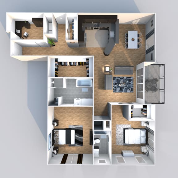 Austin apartment for rent staged floorplan