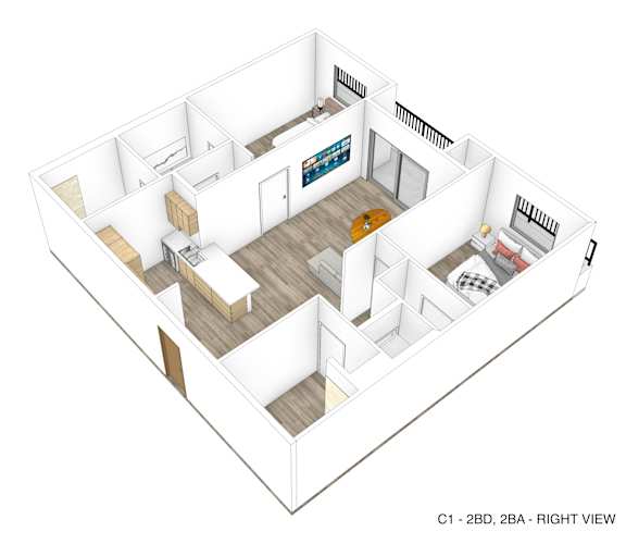 a floor plan of a home with a bedroom and a living room