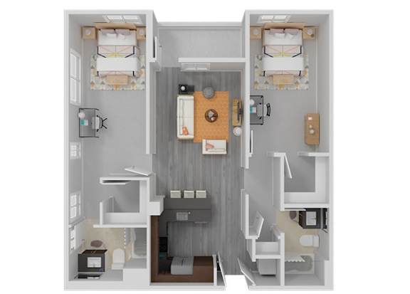 2 Bed 2 Bath Floor Plan 2 Bed 2 Bath Floor Plan at Cadence Apartments, HAYWARD, 94544