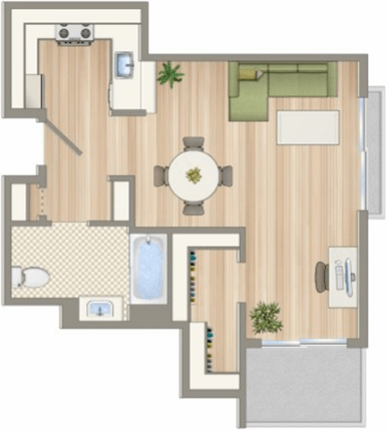 1422 on 6th Studio Floorplan