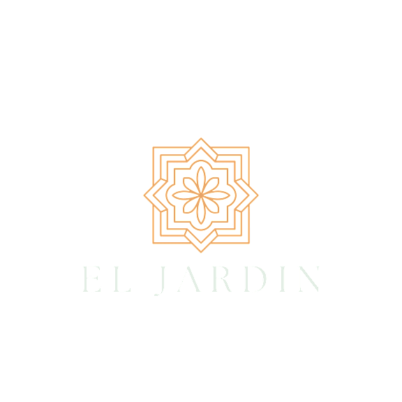The image is a logo for El Jardin Apartments.