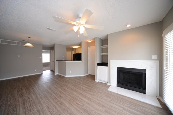 The Trellis at Lake Highlands living area with fireplace