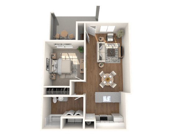 Los Pecos one bedroom one bathroom floorplan