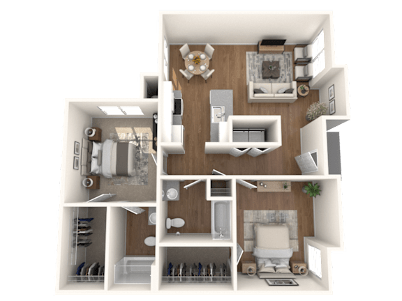 Los Pecos two bedroom two bathroom floorplan
