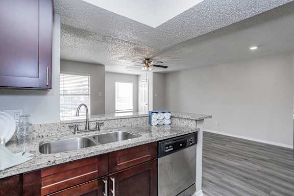 Oak Tree Village 424 Kitchen and Living Area View