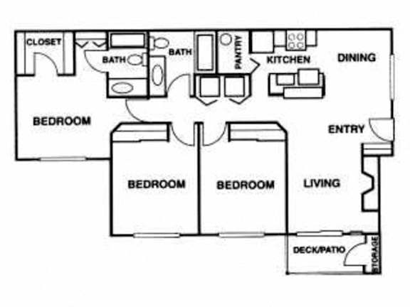 this is an image of a floor plan with bedrooms and baths