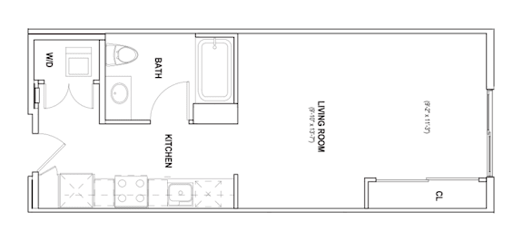 Burano Apartments 2D Studio Floorplan